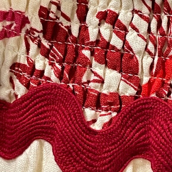 CAROLYN CONSTAS (NWT) 2 Piece Linen Blend Skirt/Crop Top Tropical, Ivory/Red - L - Picture 4 of 12